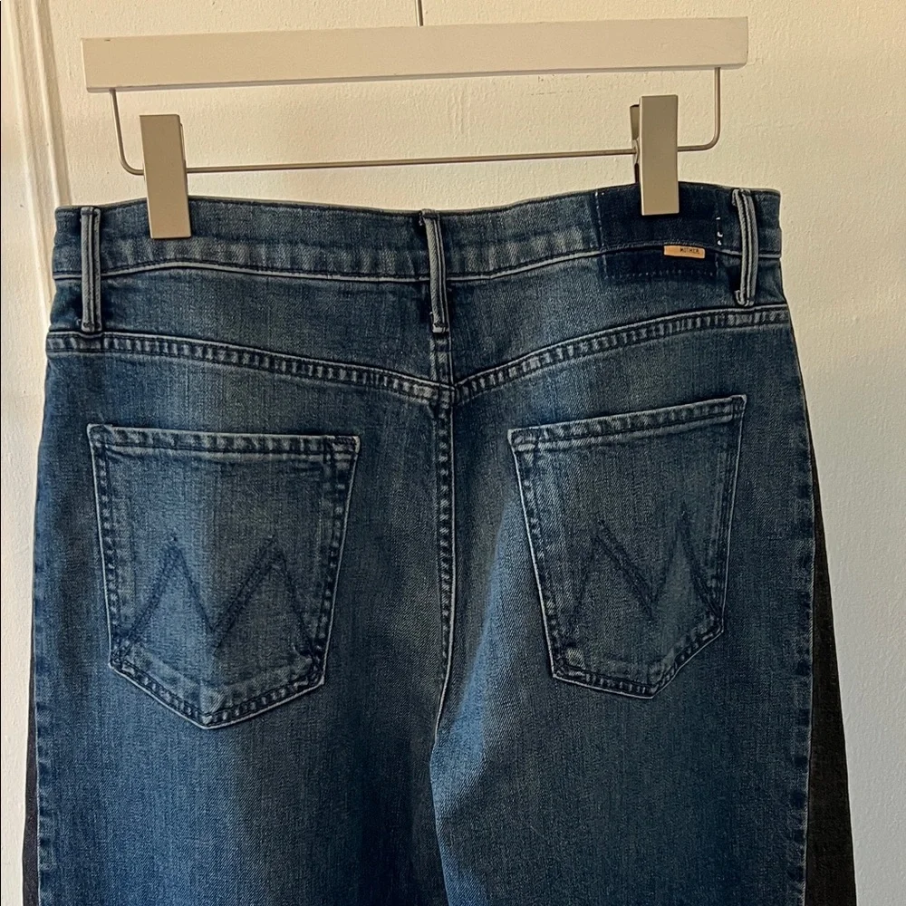 MOTHER Women's Two-Tone Blue Barrel Leg Jeans - Picture 6 of 6